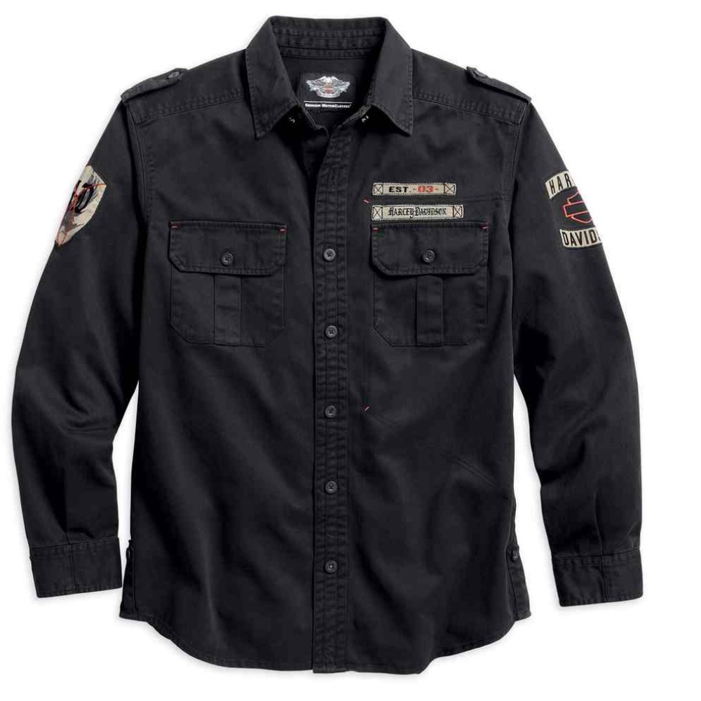 NWT! Harley-Davidson® Men's Heavyweight Canvas Long Sleeve Shirt, Black